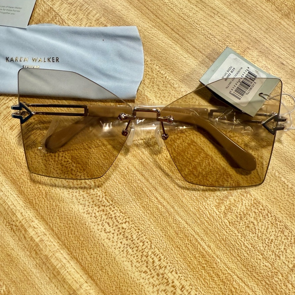 KAREN WALKER WANDERLUST CARAMEL SUNGLASSES IN CASE - Picture 13 of 13